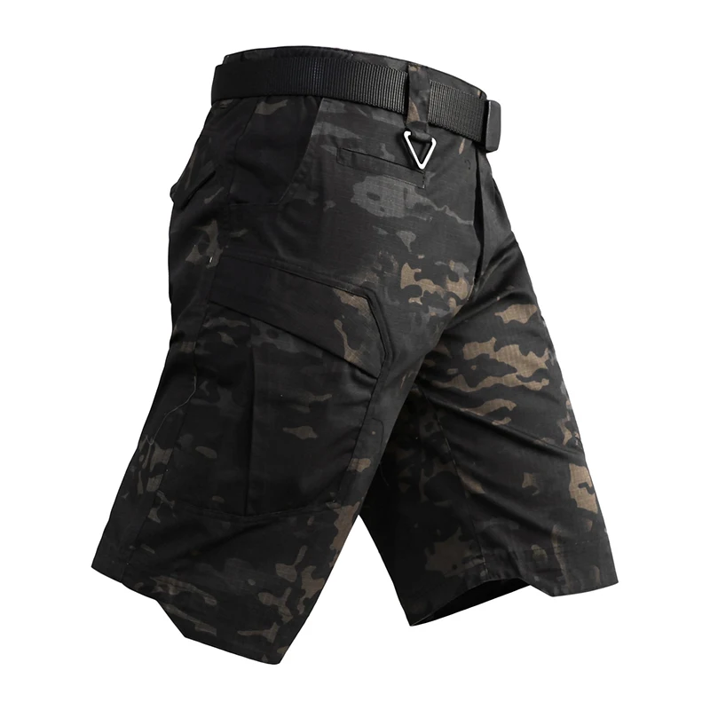 Dark Camouflage Летние военные водонепроницаемые тактические карго шорты мужские тефлоновые камуфляжные армейские военные шорты мужские охотничьи походные спортивные шорты - Цвет: Dark Camouflage