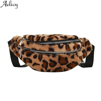 

Aelicy Fashion The Purse Is Female Leopard Printing Plush Soft Zipper Messenger Bag Chest Bag Waist Bag Woman Fanny Pack