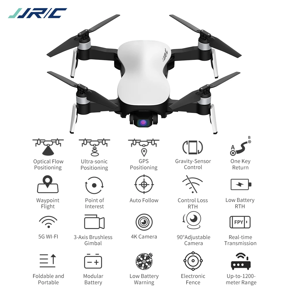 Радиоуправляемый квадрокоптер 4K JJRC X12 с GPS дроны со стандартным Wi-Fi камера HD