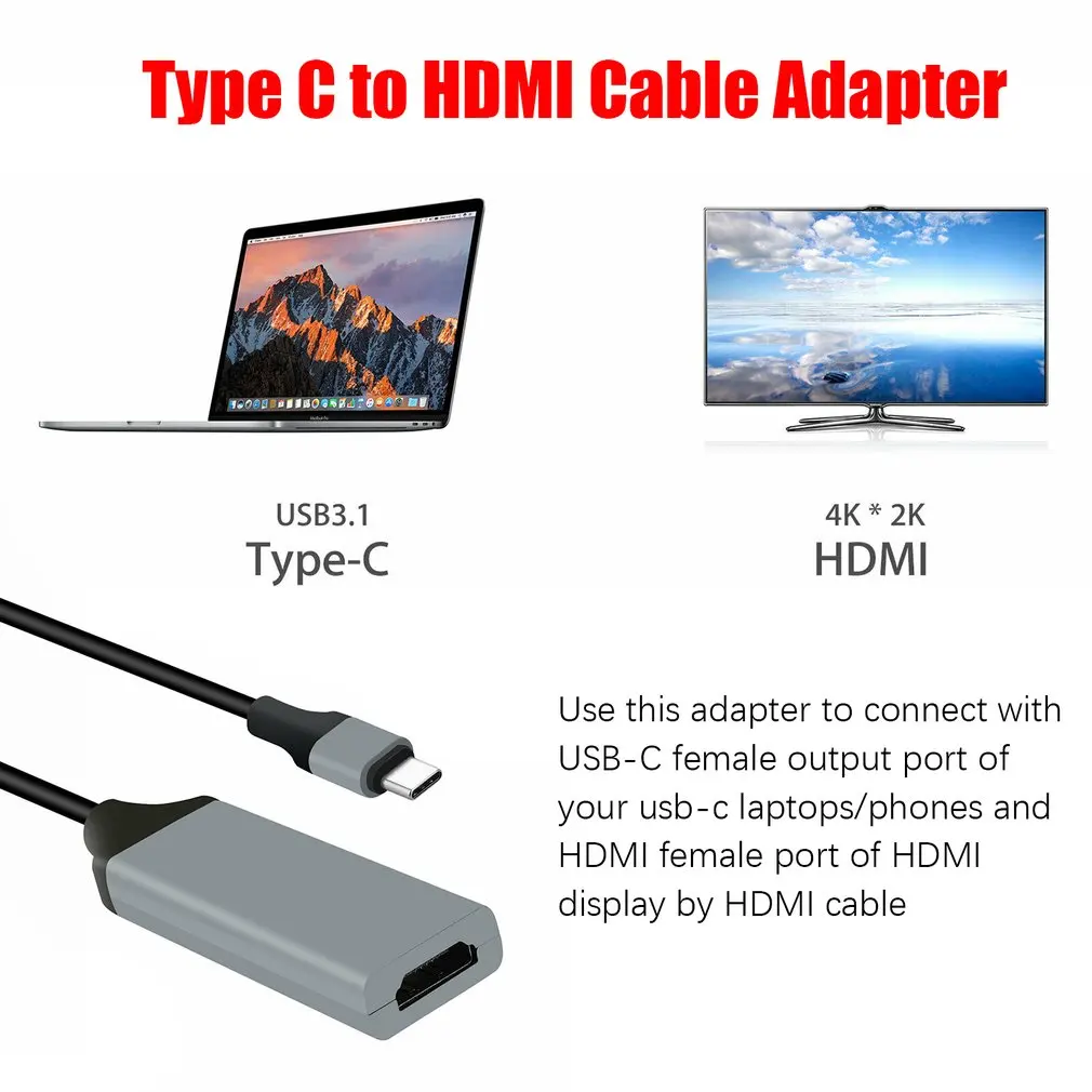 4K MHL Тип C к HDMI Av ТВ кабель адаптер портативный тип C к HDMI кабель адаптер бытовой Тип C к HDMI кабель адаптер