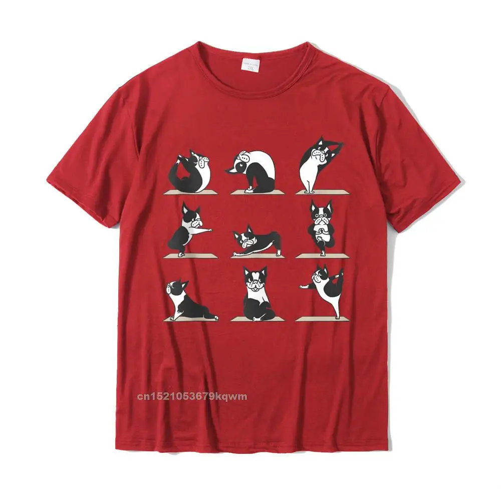 Street Boston Terriers Yoga Tank Top__3671 Men T-Shirt Popular NEW YEAR DAY Short Sleeve O-Neck All Cotton T Shirt Top T-shirts Boston Terriers Yoga Tank Top__3671 red