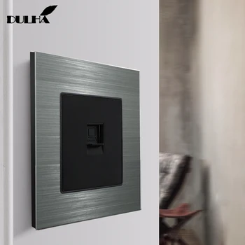 

Computer Wall Ethernet Socket, Luxurious Satin Metal Panel, Electric RJ45 Data Network Internet Jack Cat5 Coaxial Plug Outlet