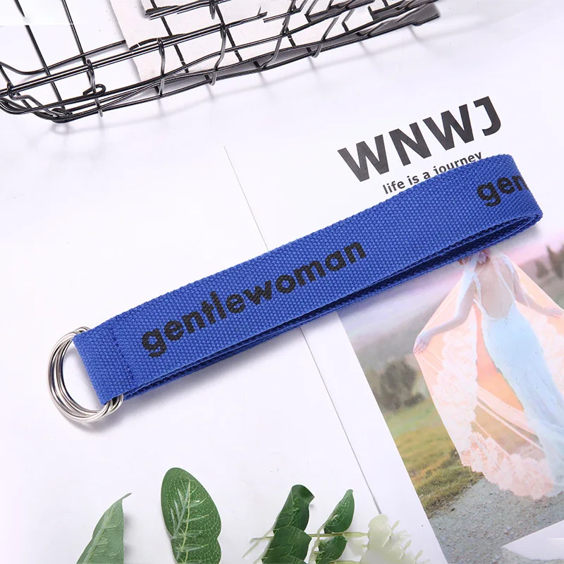 GW-Blue TagerWilen ремень стиль буквы напечатаны мода унисекс двойное D Кольцо холст ремень длинные джинсы ремни для женщин брезентовый мужской ремень - Цвет: GW-Blue