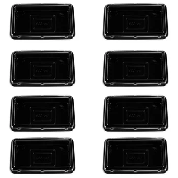 

50pcs Cake Tray Plastic Disposable Package Box Take-out Cake Box Rectangular Transparent Box (Black Tray)