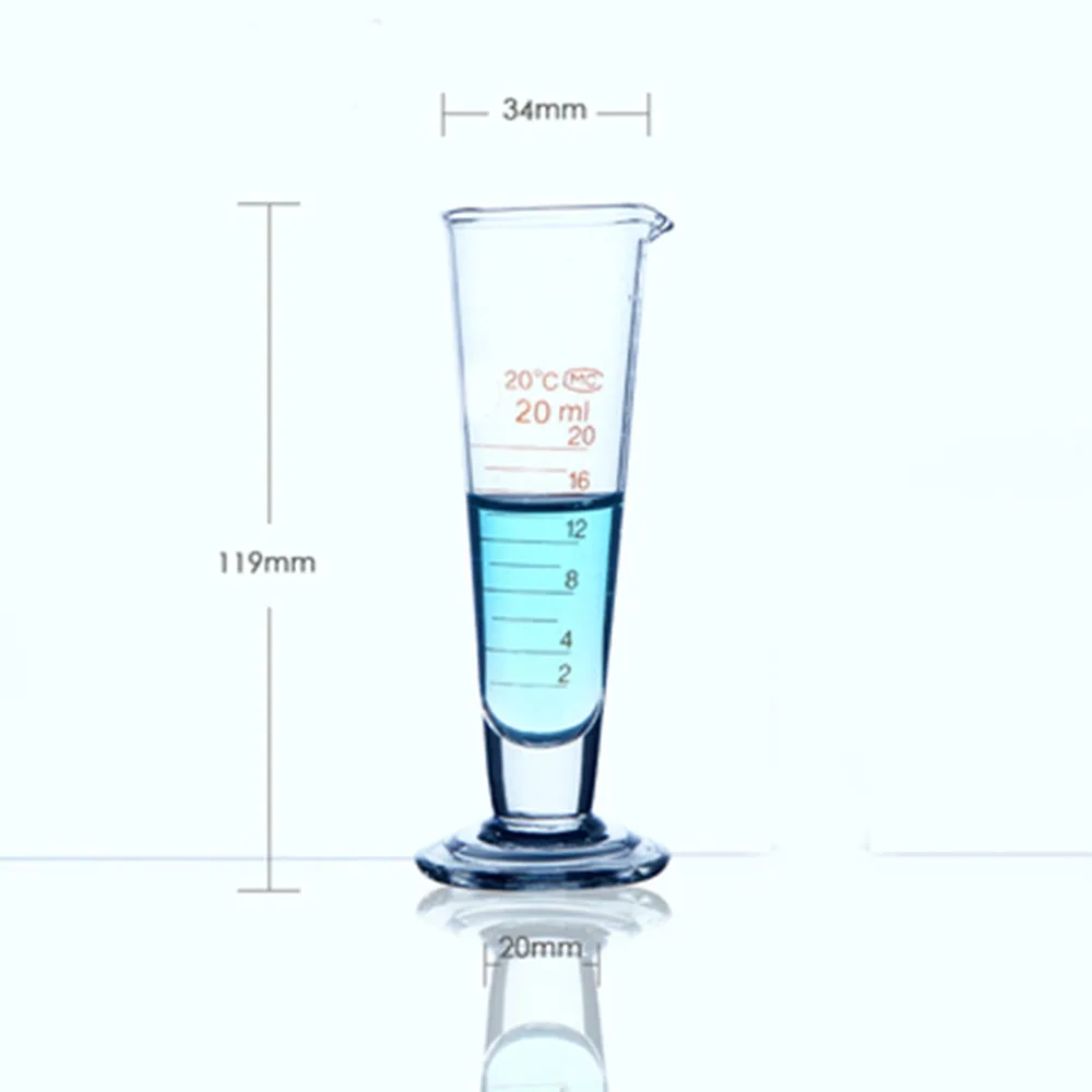Высокое качество лаборатория 20 мл измерительный цилиндр со шкалой конический стеклянный мерный стакан лабораторные принадлежности