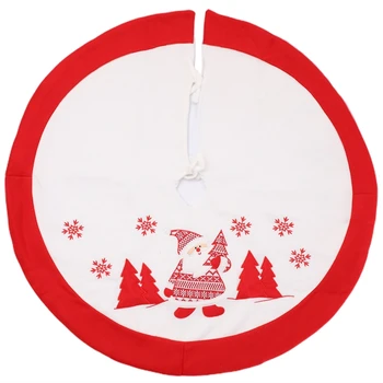 

Home Decoration Christmas Tree Skirt Santa Claus Pattern Embroidered Christmas Tree Carpet for Holiday Home Supplies Decor-White