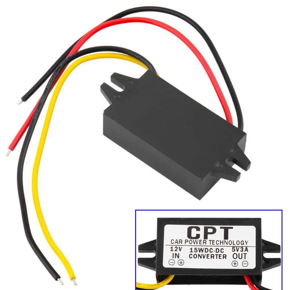 Waterproof DC Converter Step Down 12V To 5V 3A 15W Car Power Supply Regulator