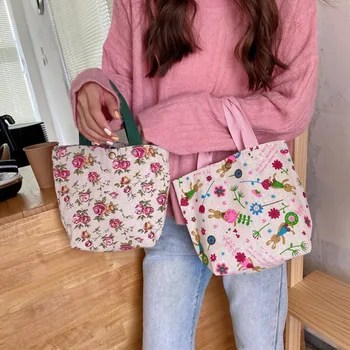 

Small fresh and reusable portable lunch bag lunch bag female mini hand carrying small cloth bag casual all-match lunch bag