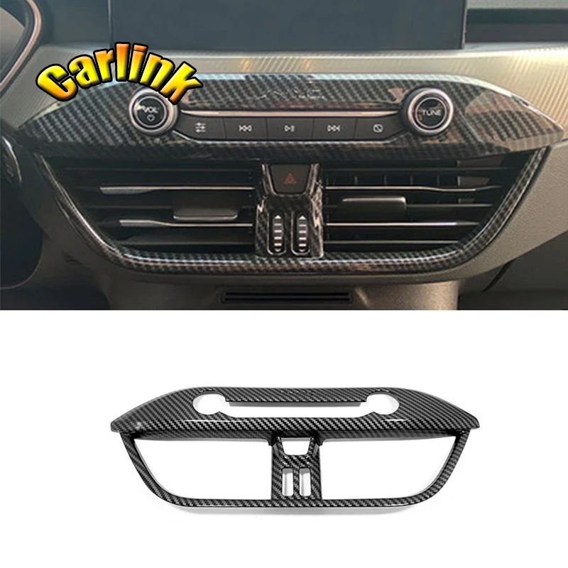 

For Ford Focus 2019 ABS Carbon fibre Car Interior accessories of decorative frame of air outlet of central control air condition