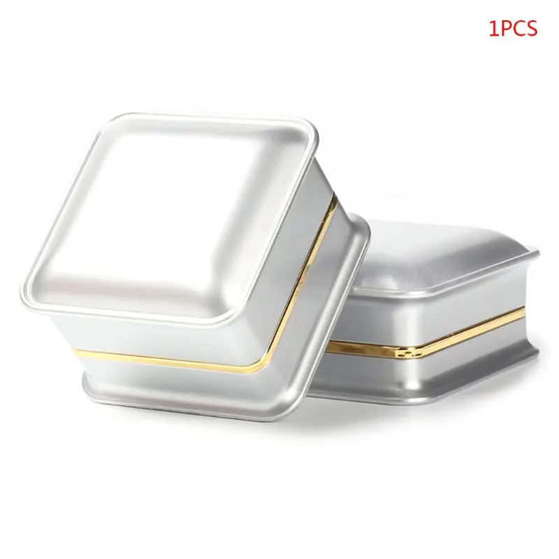 Квадратная коробка для колец, чехол для ювелирных изделий со светодиодный подсветкой, Подарочная коробка для обручальных колец - Цвет: GY