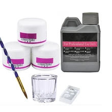 Набор для дизайна ногтей, акриловый Жидкий блеск, пудра, файл, кисть, форма, советы, инструменты, сделай сам, набор для маникюра