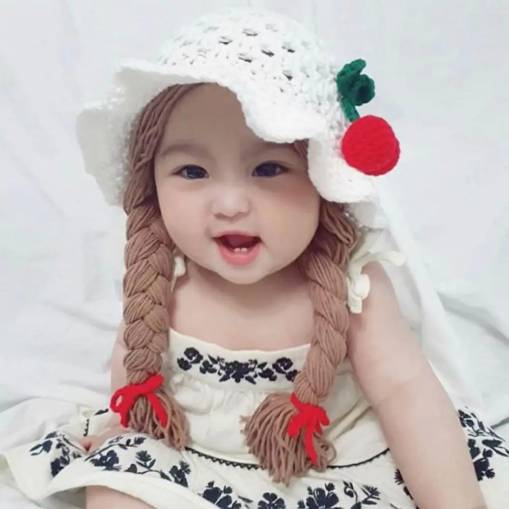Cute Hats For Baby Girls Braid Bonnet Kids Spring Beanie Hollow Toddler Child Handmade Woolen Earmuffs Cap Newborn Photo Props | Детская