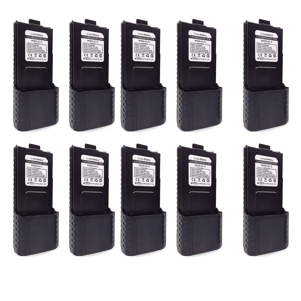 

BAOFENG UV-5R Battery 3800mAh for UV5R UV 5r RD-5R UV-5RTP UV-5R Plus F8+ F8HP BL-5 Extended Walkie Talkie Original 10 Piece