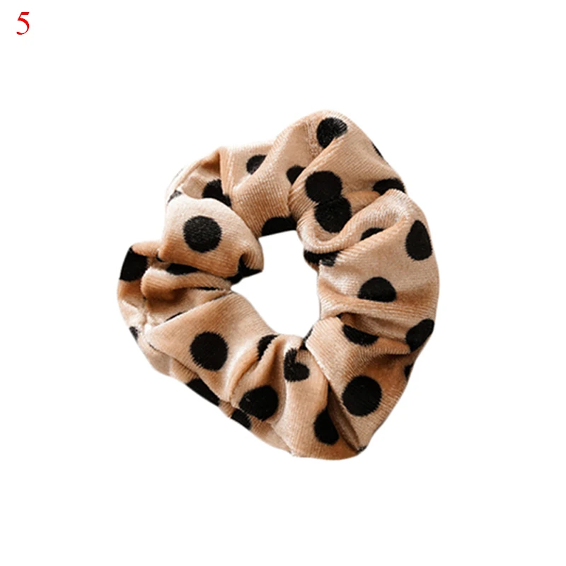 NEW Leopard Dot Printed Scrunchies Ponytail Hair Rubber Bands Velvet Hair Ties Rope Women Winter Hair Accessories Headwear