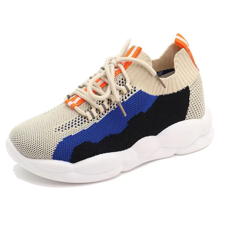 

AGUTZM Luxury Women's Shoes Casual Fashion Sneaker Flat Platform Stretch Fabric Ladies Shoes 2019 New Mesh Lace-up High Quality