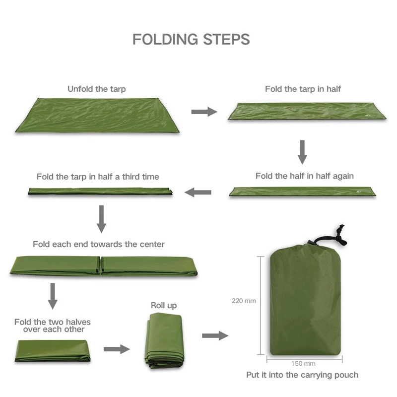 3mx3m Awning Waterproof Tarp Tent Outdoor Camping Sun Shelter Canopy Sunshade Sun Shade Beach Garden Travel Picnic Tourist Tarp