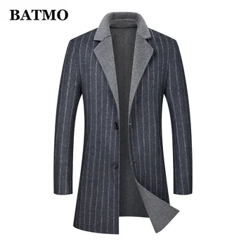

BATMO 2020 new arrival autumn high quality wool trench coat men,men's striped wool jackets ,plus-size M-XXXL 2035
