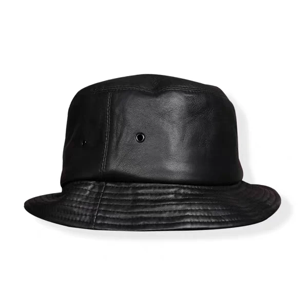 Fashion Genuine Leather Bucket Hat Sheepskin Fishing Cap Foldable Hiking Hat  Hip-Hop Street Waterproof Hats