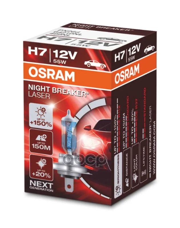 Лампа 12v H7 55w Px26d Osram Night Breaker Laser 64210nl арт. 64210NL | Автомобили и мотоциклы