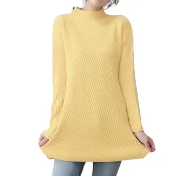 

Women Autumn Solid Color Turtle Neck Pullover Knitwear Loose Long Knitted Sweater Womens turtleneck