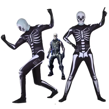 

Adult Kids Game Cosplay Costume Skull Trooper Human Zentai Bodysuit Suit Jumpsuits Halloween