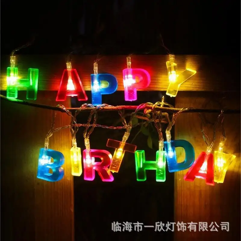 AA battery powered LED happy birthday colorful lamp string creative gift decoration | Лампы и освещение