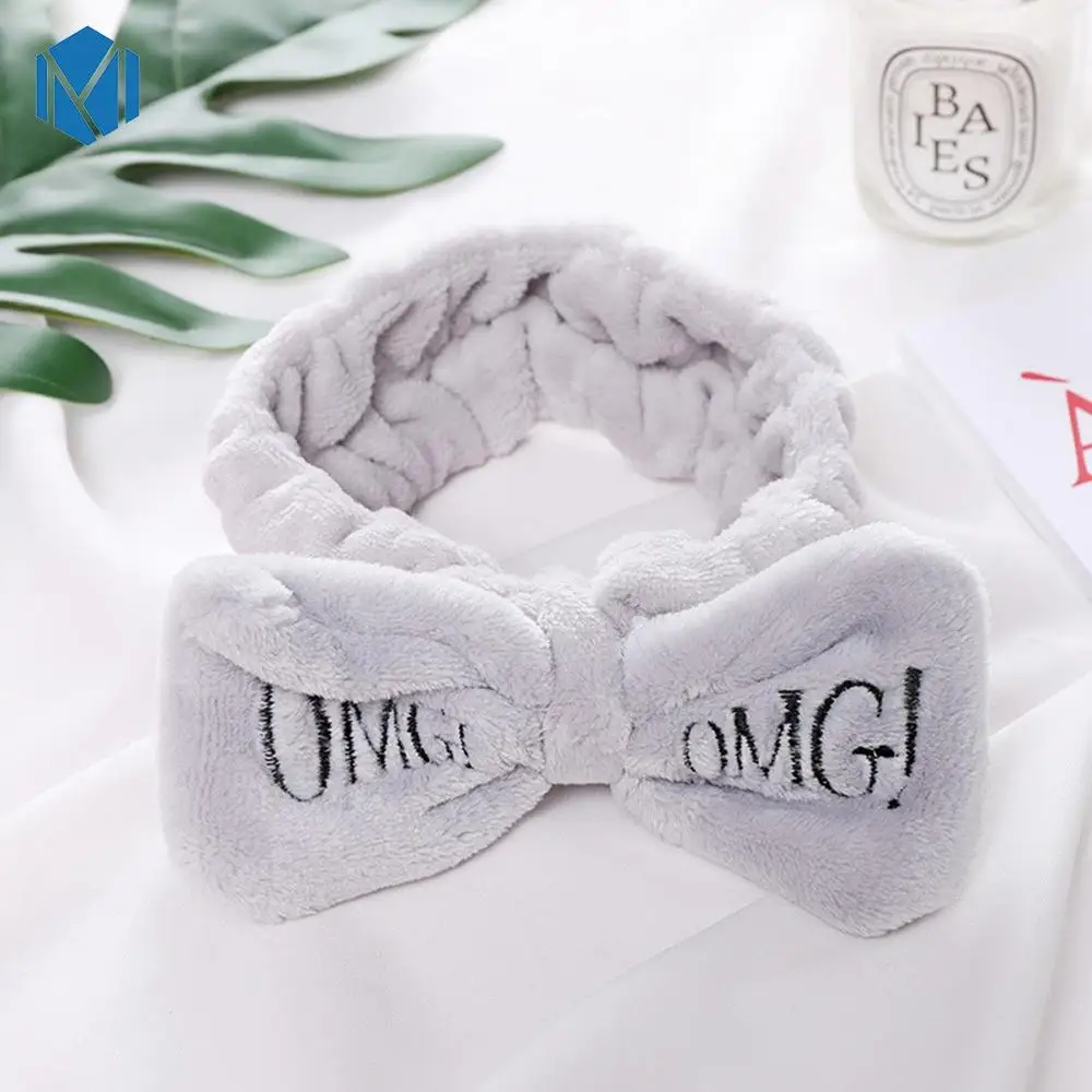 FDA019-Grey Мягкий бант для мытья женские хлопковые бархатные ободки с бантами-узлом эластичные резинки для волос для женщин мытье лица маска аксессуары для волос в виде тюрбана - Цвет: FDA019-Grey