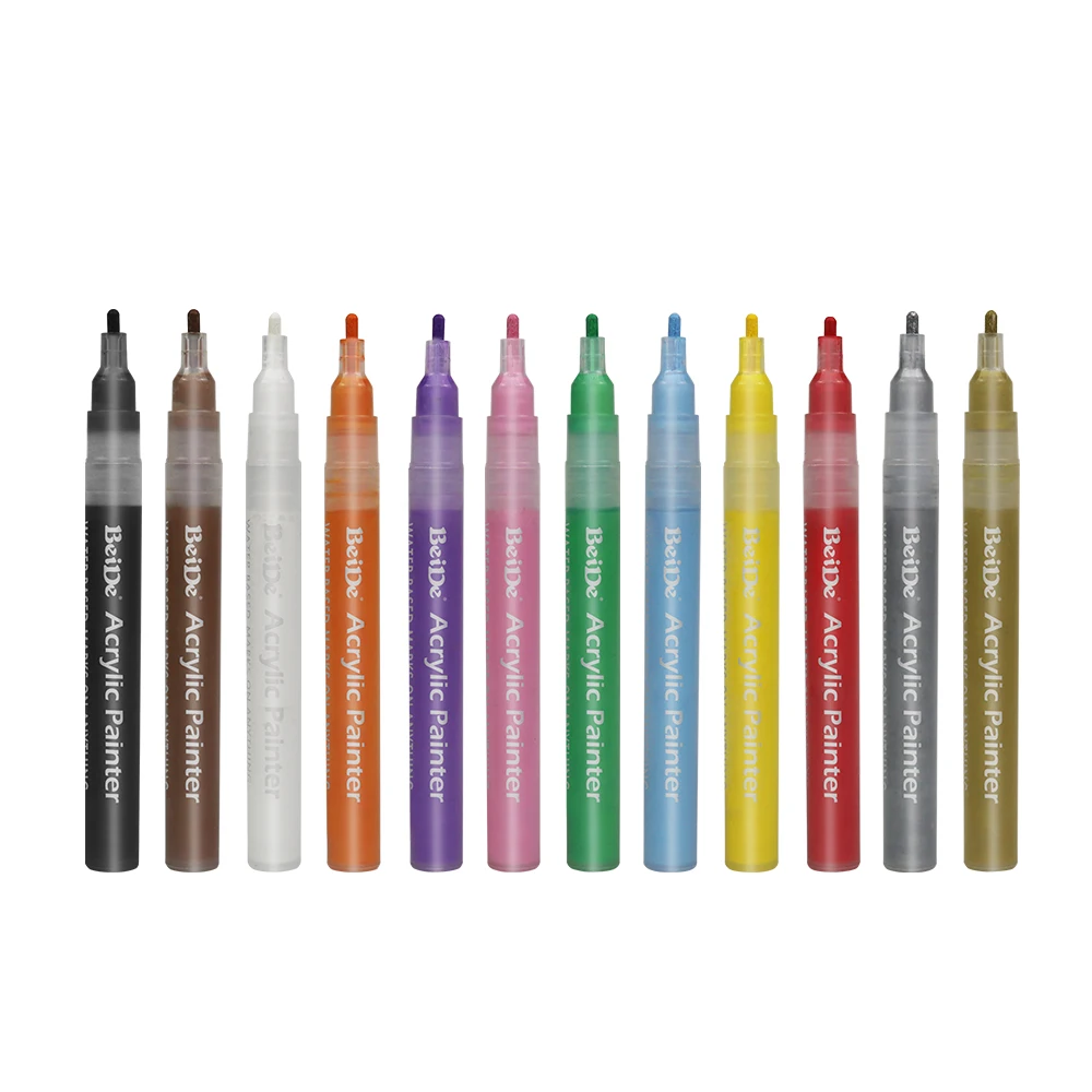 

Painting Supplies Acrylic Paint Marker Pen 12 Colors/set Including golden silver Art Markers Wrote On Canvas Metal Ceramic Wood
