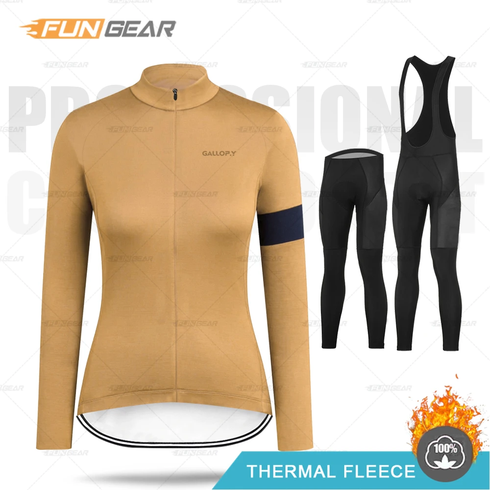 Зимняя женская одежда, комплект из Джерси с длинным рукавом, Hembra, Теплая Флисовая одежда, Модный женский комбинезон для шоссейного велосипеда