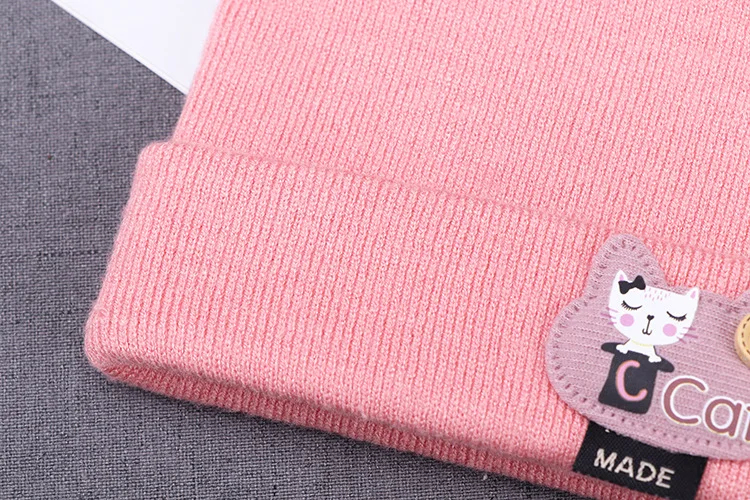 Hylidge Корейская милая детская шапочка шапка для малышей Зимние Детские шапочки с рисунком котенка детская вязаная шапка детские головные уборы
