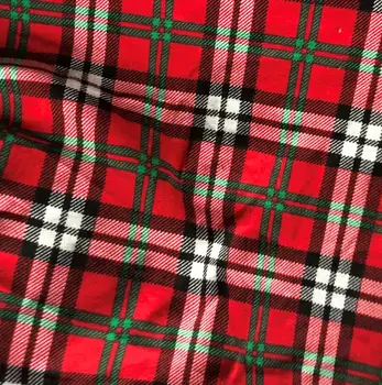 

100x150 christmas plaid red green black Printed plain Fabric,DIY Sewing Quilting knitting Material For Baby Stretchy kids cloth