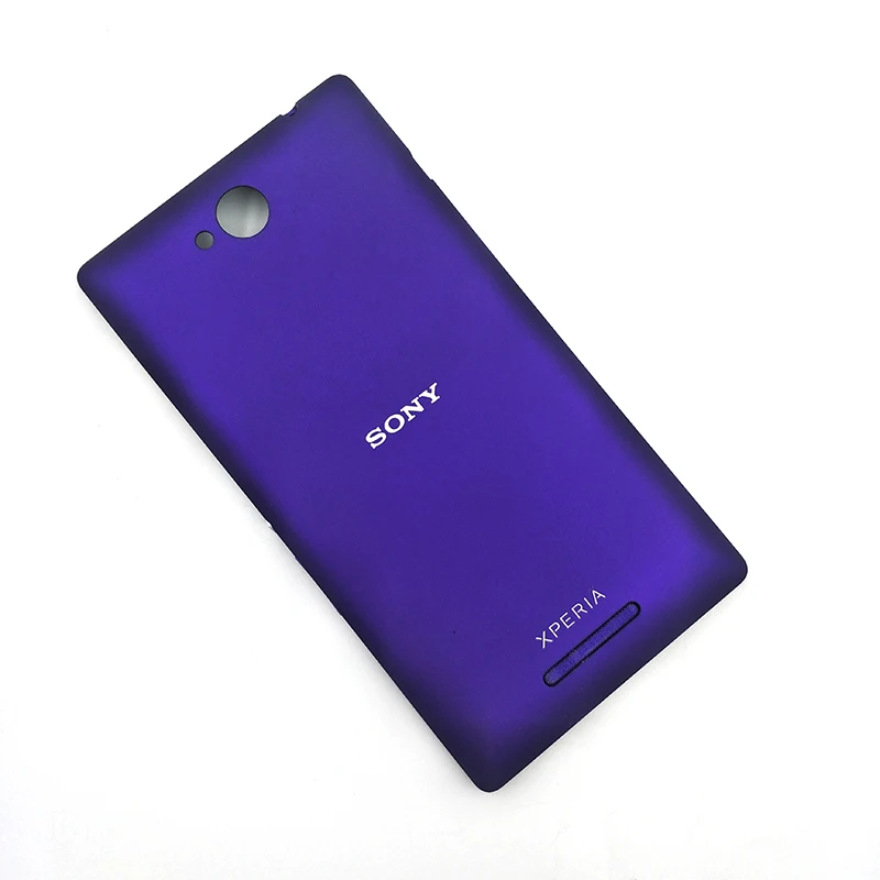 Чехол для sony Xperia C S39 C2305 S39H S39C, задняя крышка для аккумулятора, пластиковый чехол для задней двери, запасные части с логотипом - Цвет: purple