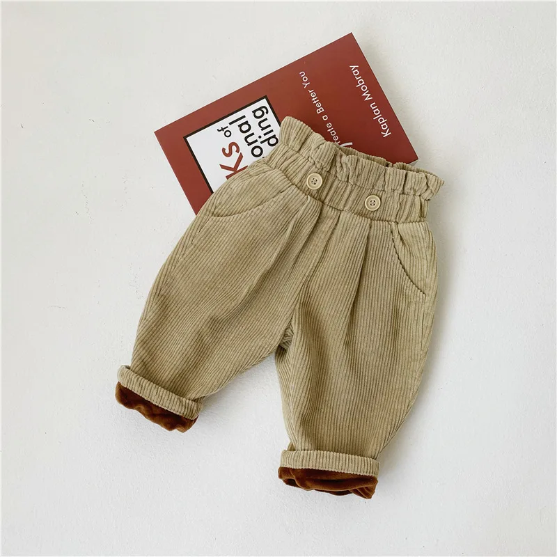 MILANCEL детские штаны вельветовые штаны с мехом для мальчиков длинные штаны на кнопки для девочек, лучшие детские штаны