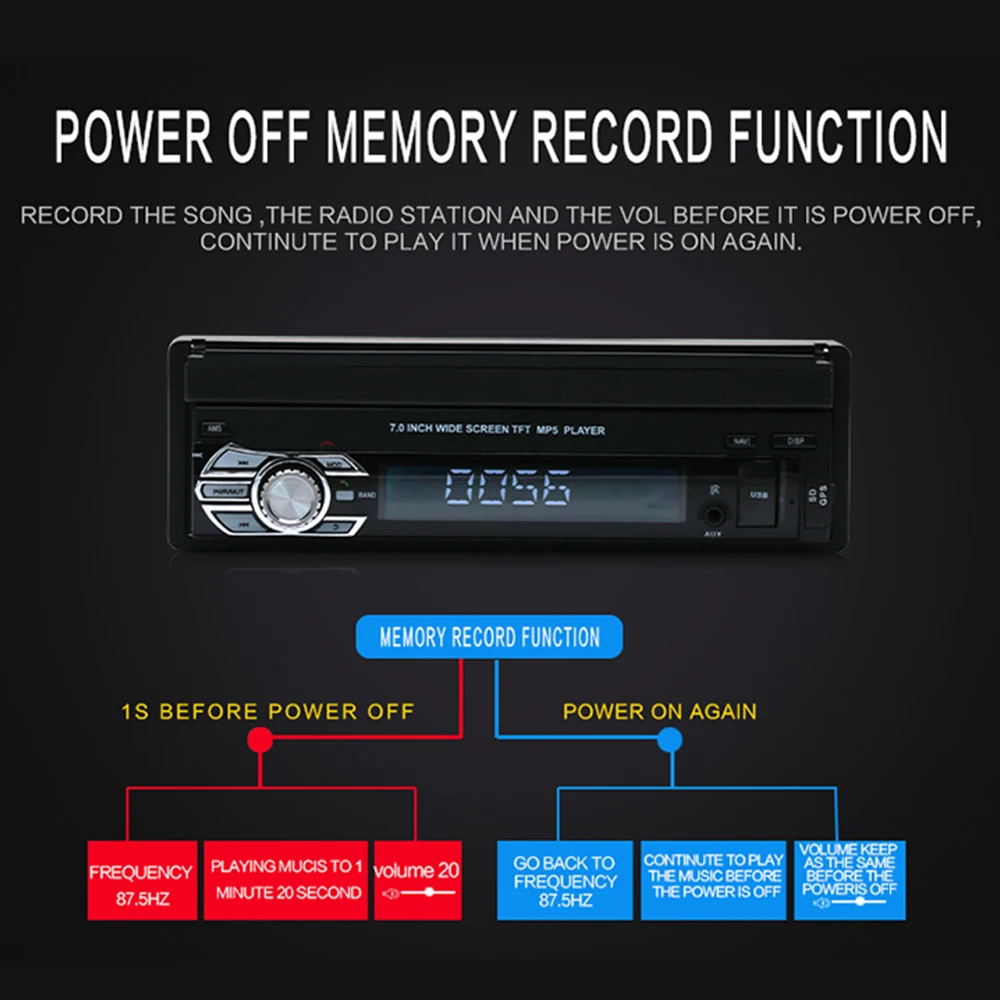 Vehemo 7 дюймов выдвижной экран FM/USB/AUX автомобильный Bluetooth автомобильный MP5 gps навигация Универсальный Bluetooth красочные кнопки заднего вида