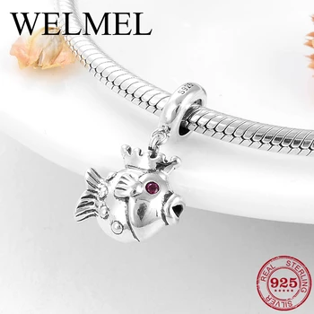 

2019 New 925 Sterling Silver Kissing fish princess Charms for Jewelry making Fits Original European Women Bracelet Necklace