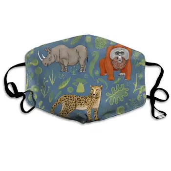 

Black Rhinoceros Washable Reusable Mask, Cotton Anti Dust Half Face Mouth Mask For Kids Teens Men Women With Adjustable Ear