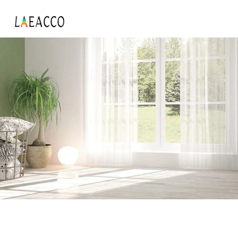 Photo Backdrops Modern Living Room Window Curtain Spring Grass Sunshine  Interior Photographic Background Photocall Photo Studio - Backgrounds -  AliExpress