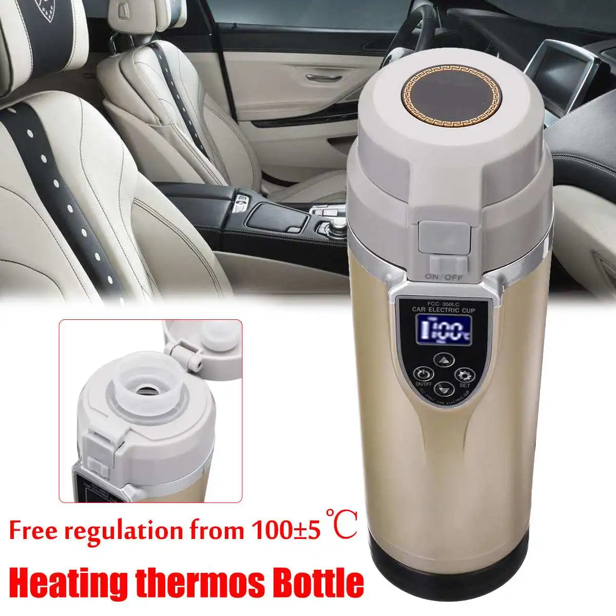 KROAK 12V24V 350ml Intelligent Vehicle Heating Cup Car Auto Electric ...