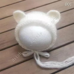 Handcraft Baby Hand Knit Mohair Hat Newborn Photography Props Ear Cap