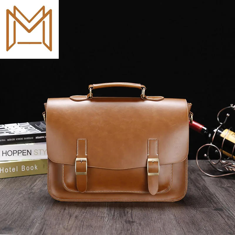 

2019 Business Affairs Crazy Pu Briefcase Man Single Shoulder Diagonal Span Function Design Cross Section