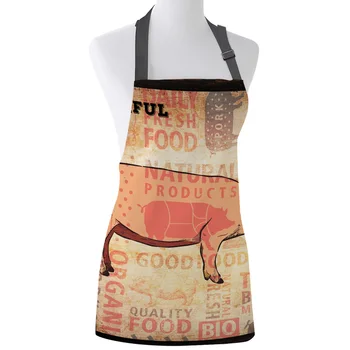 

Animal Pig Farm Retro Rustic Print Apron Print Unisex Kitchen Bib with Adjustable Neck for Cooking Gardening