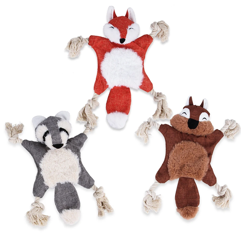 Cute Animals Pet Dog Chew Squeak Toys Giraffe Fleece Rope Interative Toy Plush Puppy Deer For 2