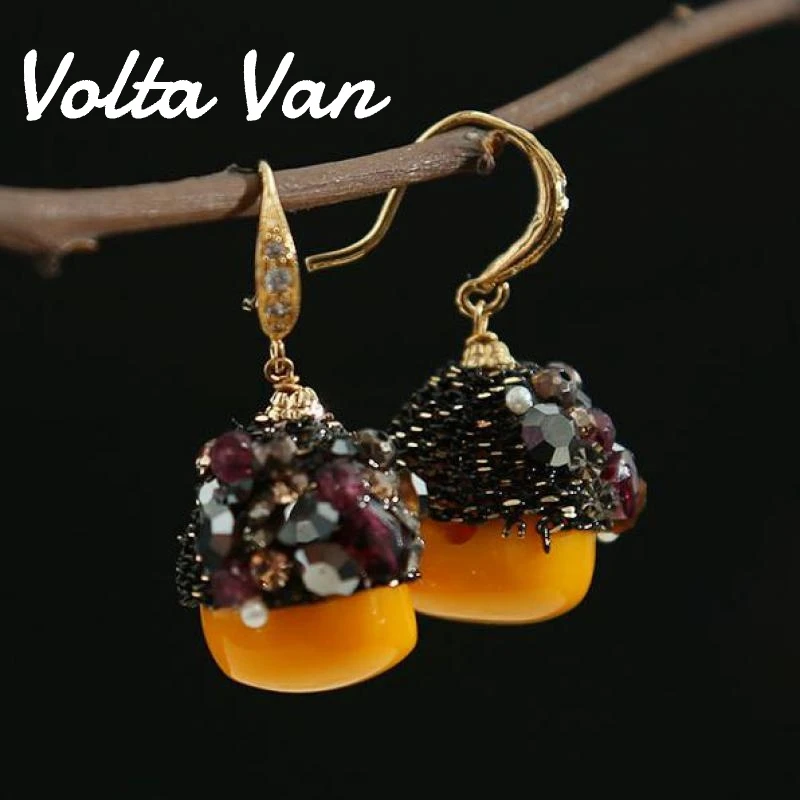 

Volta Van Drop Earrings 925 Sterling Silver Pendientes Plata Amber 2022 New Fine Jewelry Vintage Handmade Design Elegant Earring