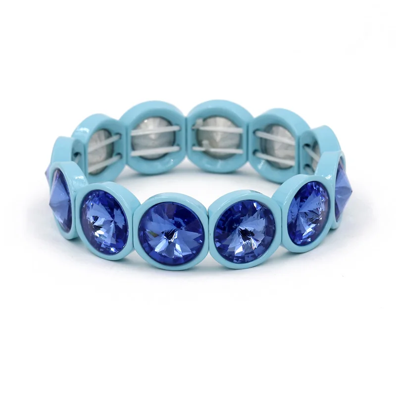 Женский браслет с разноцветными кристаллами, инкрустированный эмалью, эластичный браслет, стеклянные бусины, модные ювелирные изделия, браслет дружбы - Окраска металла: B540e