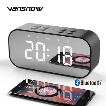 

Wireless Bluetooth 5.0 Speaker Column Subwoofer Music Sound Box LED Time Snooze Alarm Clock for Laptop Phone PC Computer