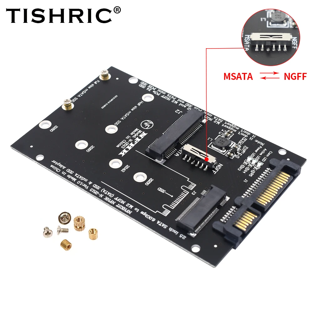 TISHRIC 2.5 inch SATA 60Gbps to M2 NGFF SATA SSD MSATA SSD Adapter MSATA to M.2 NGFF Hard Disk Adapter Board