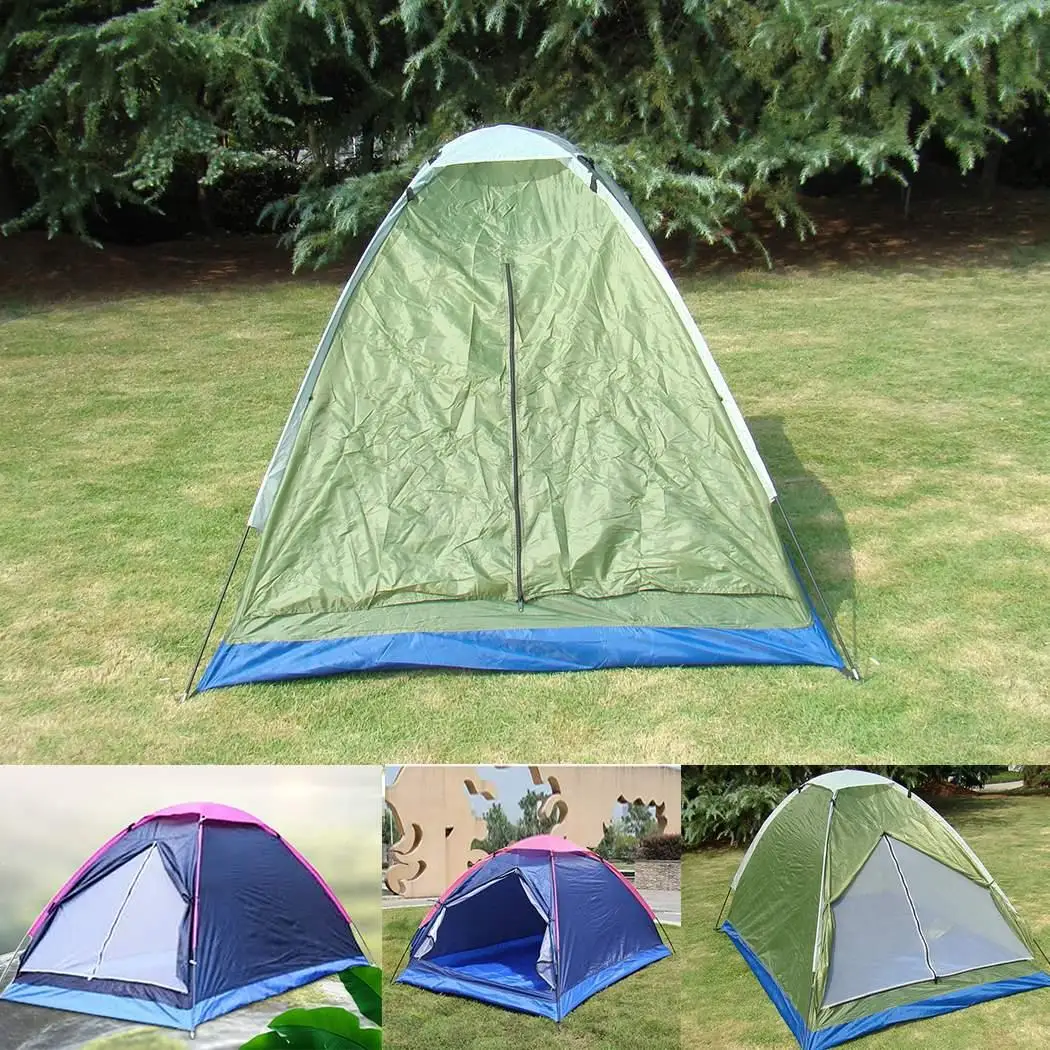 Windbreak Camping Tent Single Layer 2 People Waterproof Windproof Outdoor Wigwam Tents For Hiking Beach Travel Self-driving Tour