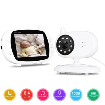 

3.5'' LCD Wireless Video Baby Monitor Color Security Camera 2 Way Talk NightVision IR LED Temperature Monitoring With Lullaby