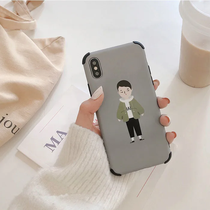 Серый Чехол для телефона с рисунком для мальчиков и девочек для iPhone 11, милый мягкий чехол для пары для iPhone X XS 7 8 6 6splus 11Pro Max, полка гардероба - Цвет: Серый