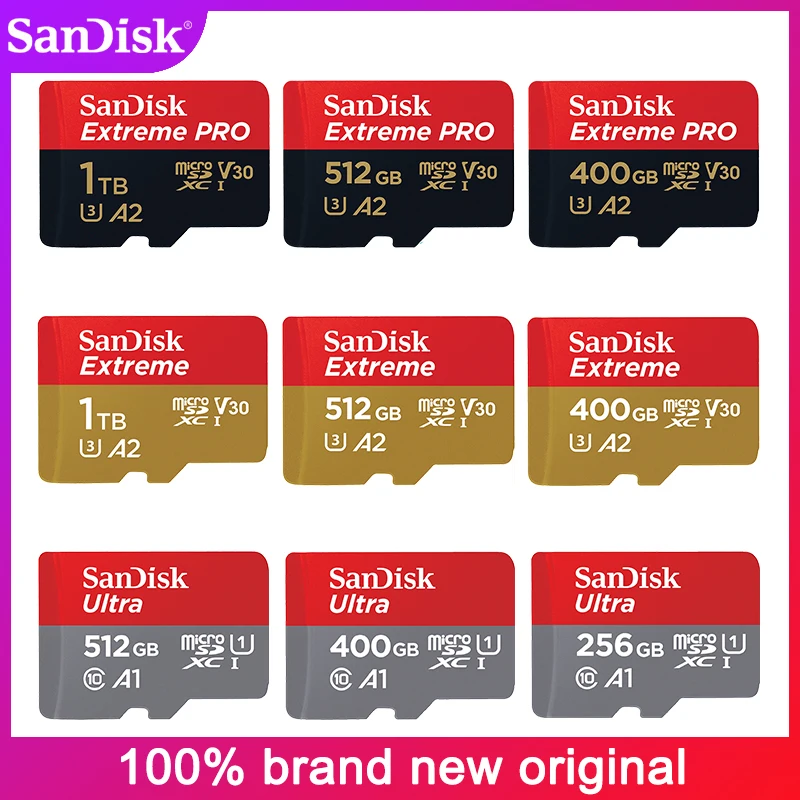 silhouette Odysseus opener Sandisk High Capacity Micro Sd Card 512gb 400gb A1 Microsdhc Memory Card 1tb  Microsdxc Extreme Pro V30 U3 A2 4k Uhd Tf Cards - Memory Cards - AliExpress